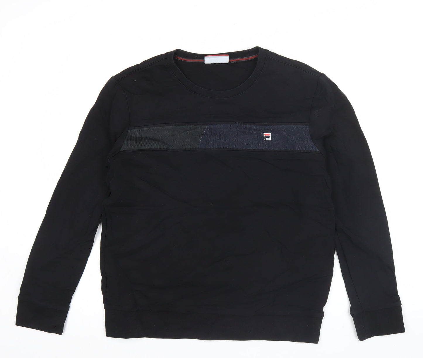 FILA Men’s Black L Pullover Sweatshirt Crew Neck Logo Jersey