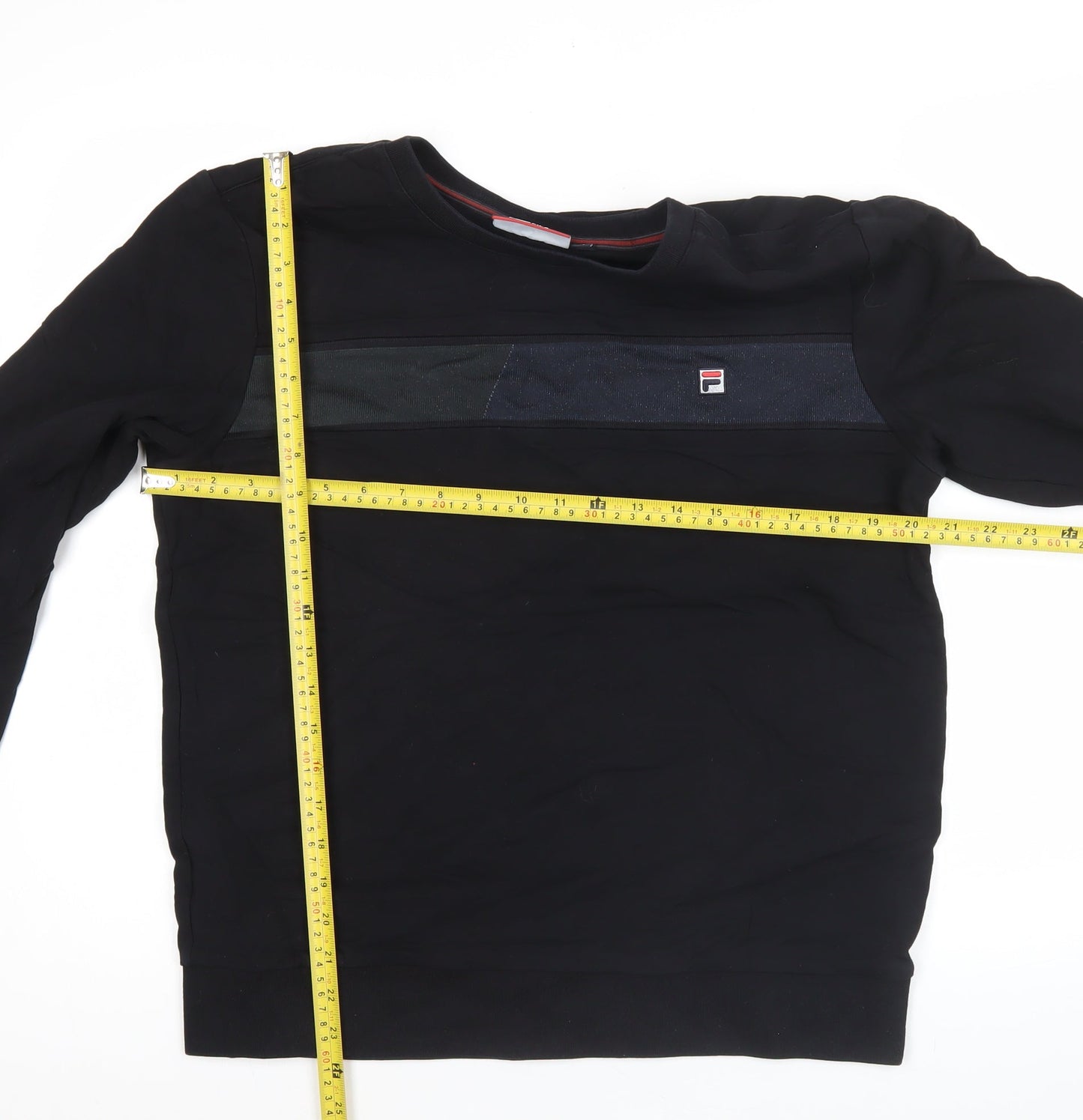 FILA Men’s Black L Pullover Sweatshirt Crew Neck Logo Jersey