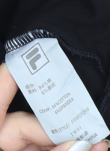 FILA Men’s Black L Pullover Sweatshirt Crew Neck Logo Jersey