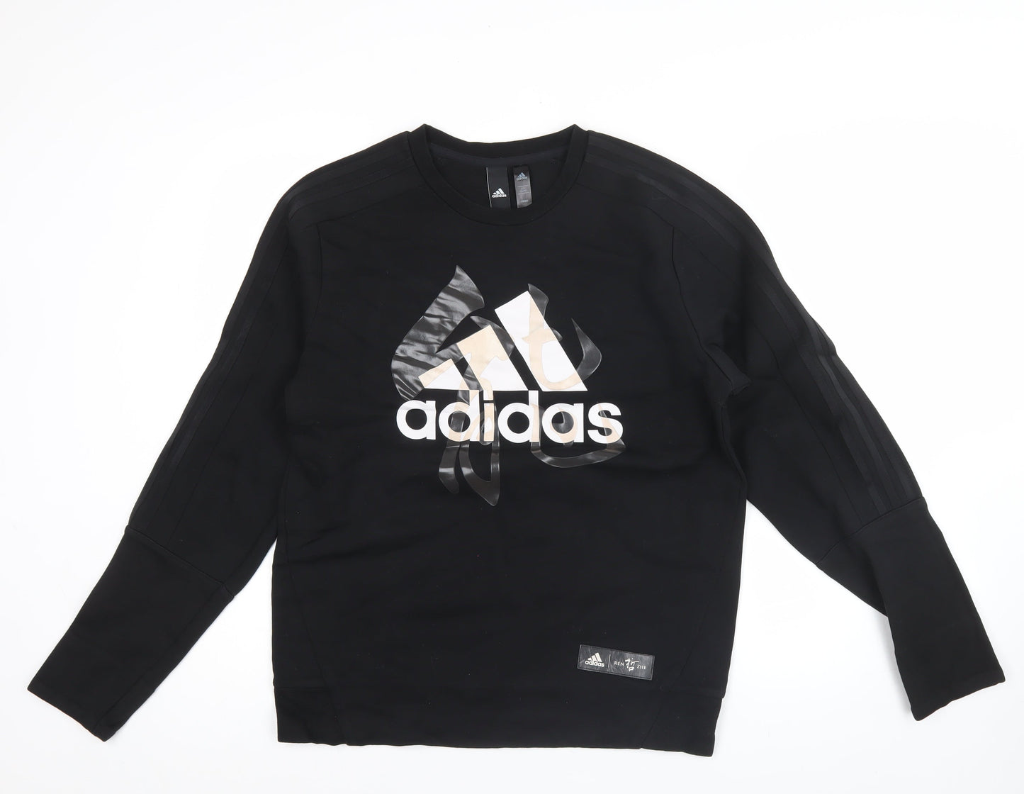 Adidas Men’s Black M Pullover Sweatshirt Graphic Logo Long Sleeve