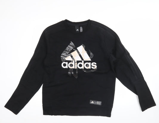 Adidas Men’s Black M Pullover Sweatshirt Graphic Logo Long Sleeve