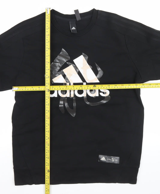 Adidas Men’s Black M Pullover Sweatshirt Graphic Logo Long Sleeve