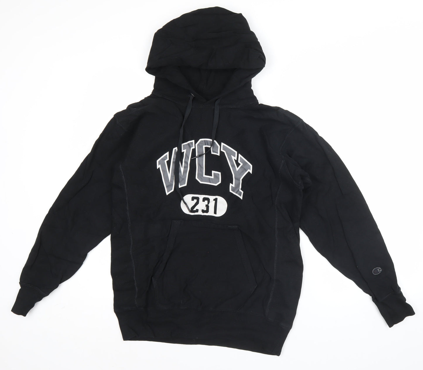 Champion Men's Black Reverse Weave Pullover Hoodie M College Logo