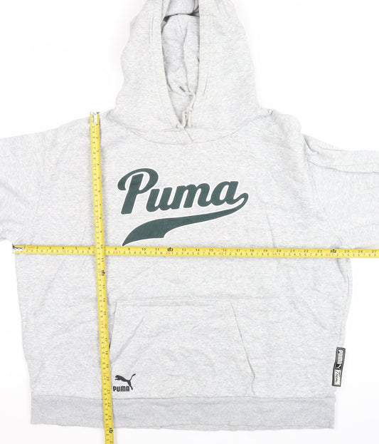 Puma Men’s Grey Pullover Hoodie S Logo Fleece Sportswear