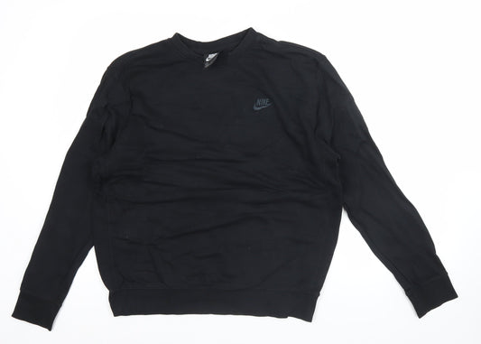 Nike Men's Black L Pullover Sweatshirt Crew Neck Logo Fleece