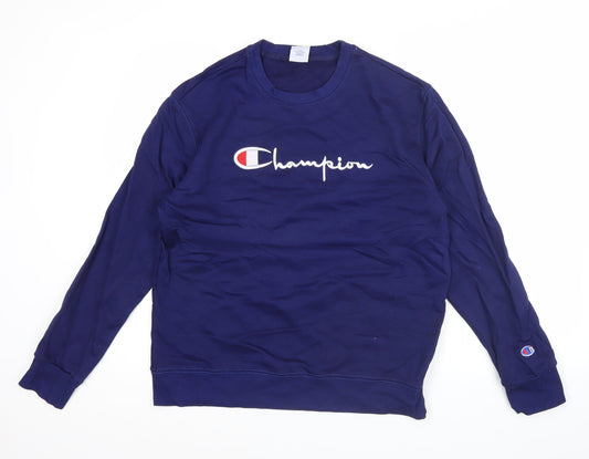 Champion Men's Blue XL Pullover Sweatshirt Crew Neck Embroidered Logo