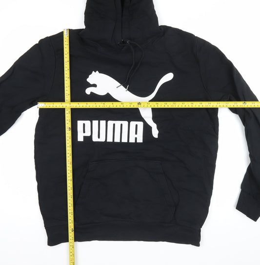 Puma Mens Black L Pullover Hoodie Sports Logo Fleece