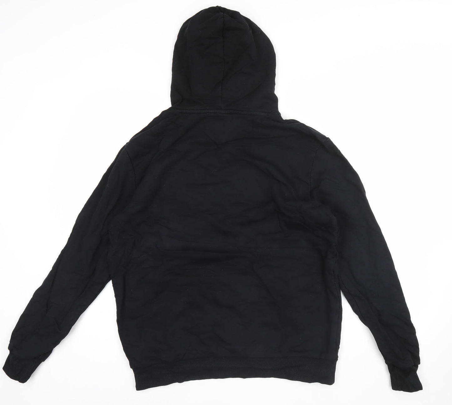 Puma Mens Black L Pullover Hoodie Sports Logo Fleece