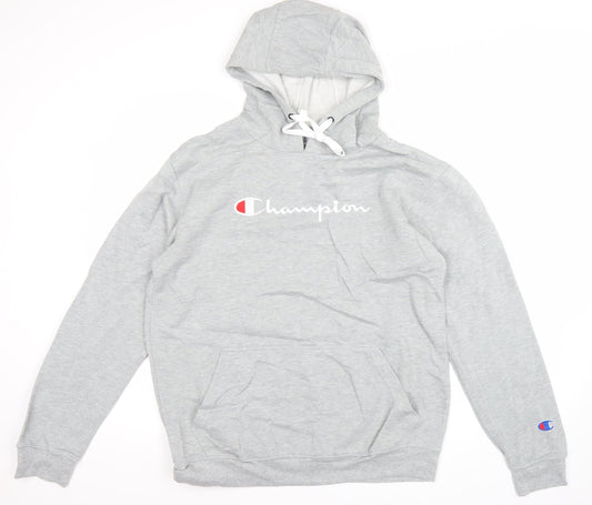 Champion Men's Grey XL Pullover Hoodie with Logo Print