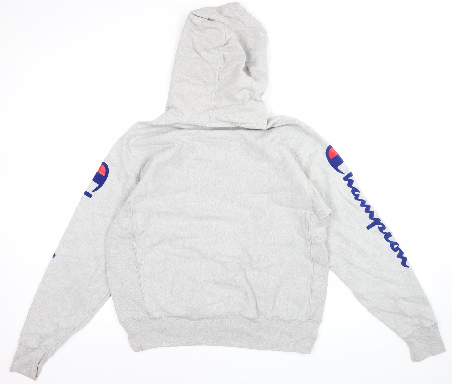 Champion Men's Grey Reverse Weave Pullover Hoodie Medium Logo Fleece