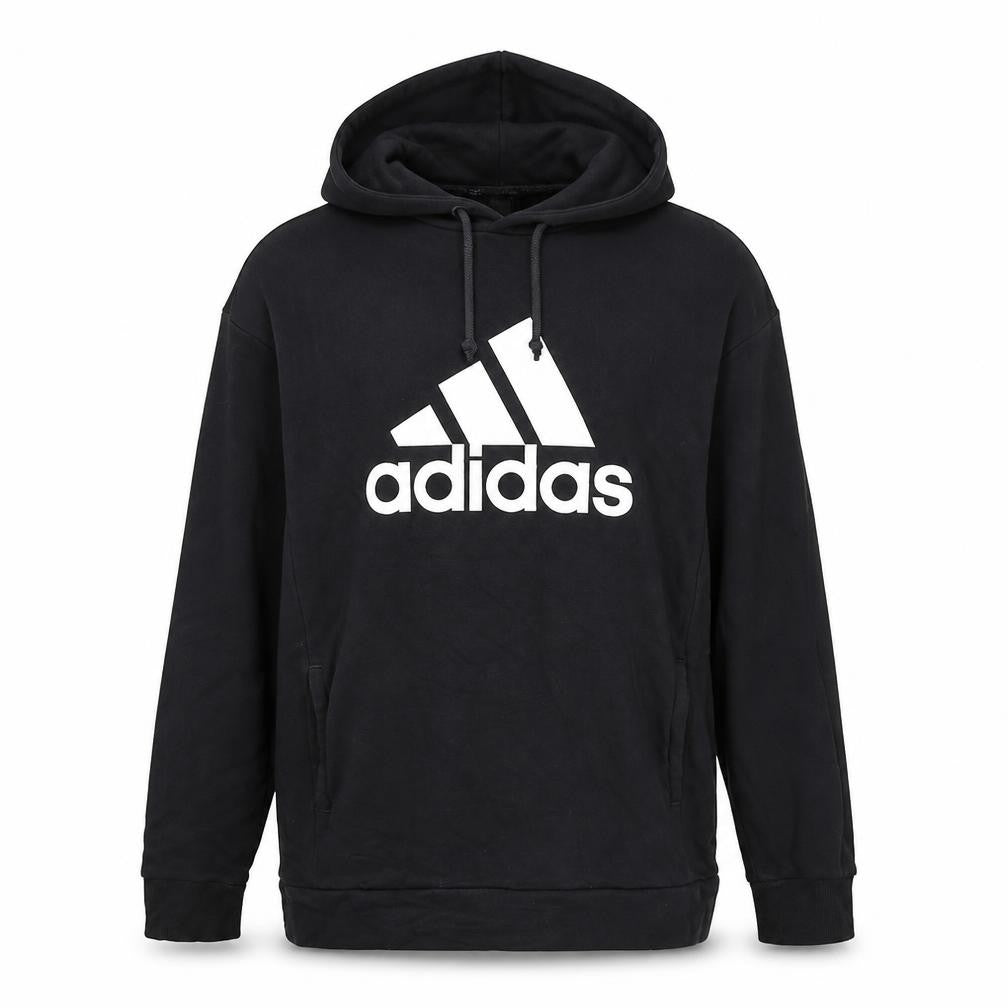Front view of Adidas Men's Black XS Pullover Hoodie Logo Sports Fleece