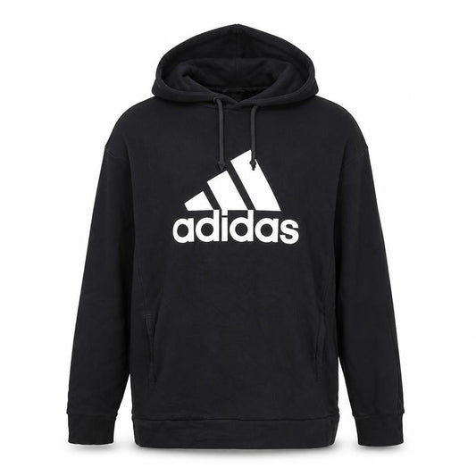 Front view of Adidas Men's Black XS Pullover Hoodie Logo Sports Fleece