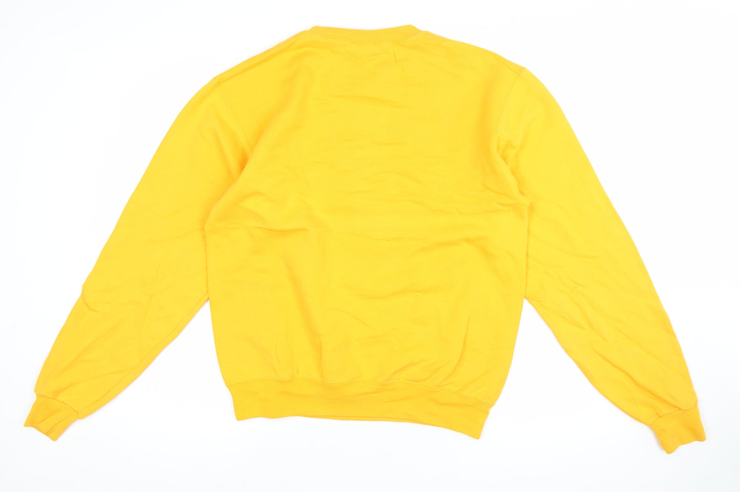 Champion Men’s Yellow Pullover Sweatshirt S Crew Neck Fleece Logo