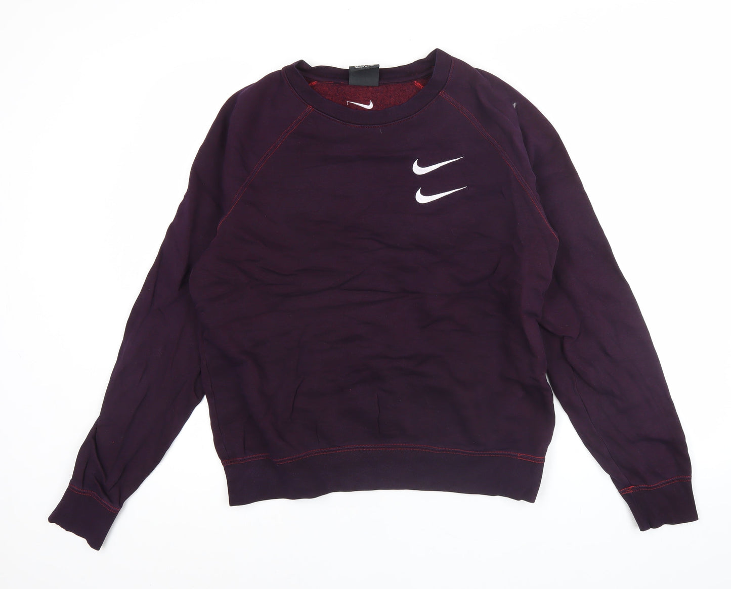 Nike Men’s Purple Pullover Sweatshirt M Logo Sports Fleece Crew Neck