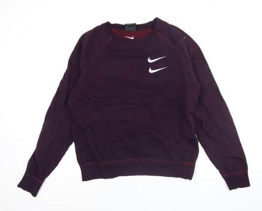 Nike Men’s Purple Pullover Sweatshirt M Logo Sports Fleece Crew Neck