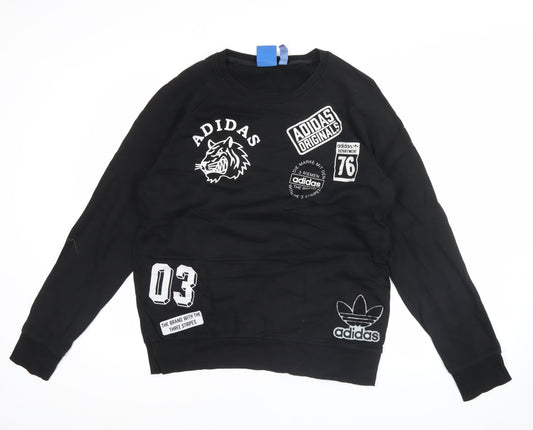 adidas Originals Men's Black L Pullover Graphic Logo Sweatshirt