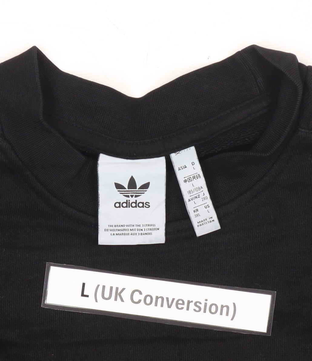 Adidas Mens Black L Pullover Sweatshirt Trefoil Logo Sportswear