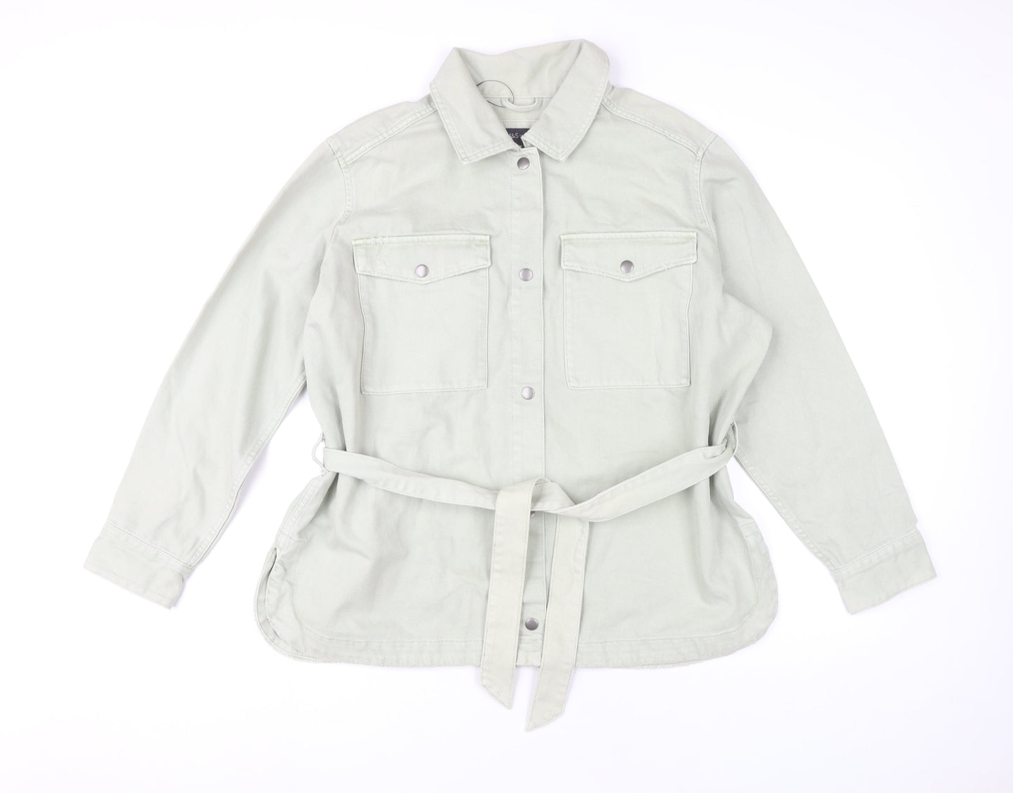 Marks and Spencer Women’s Green Cotton Belted Jacket Size 16