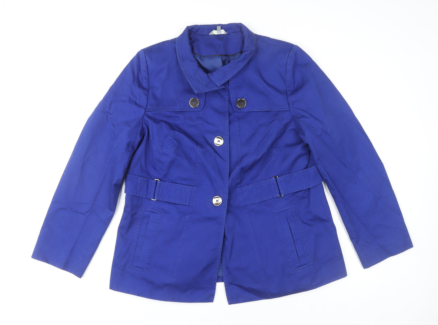 Marks and Spencer Women Blue Size 16 Cotton Collared Jacket