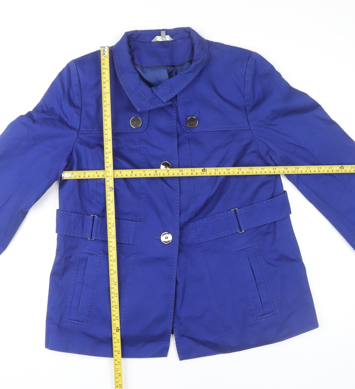 Marks and Spencer Women Blue Size 16 Cotton Collared Jacket