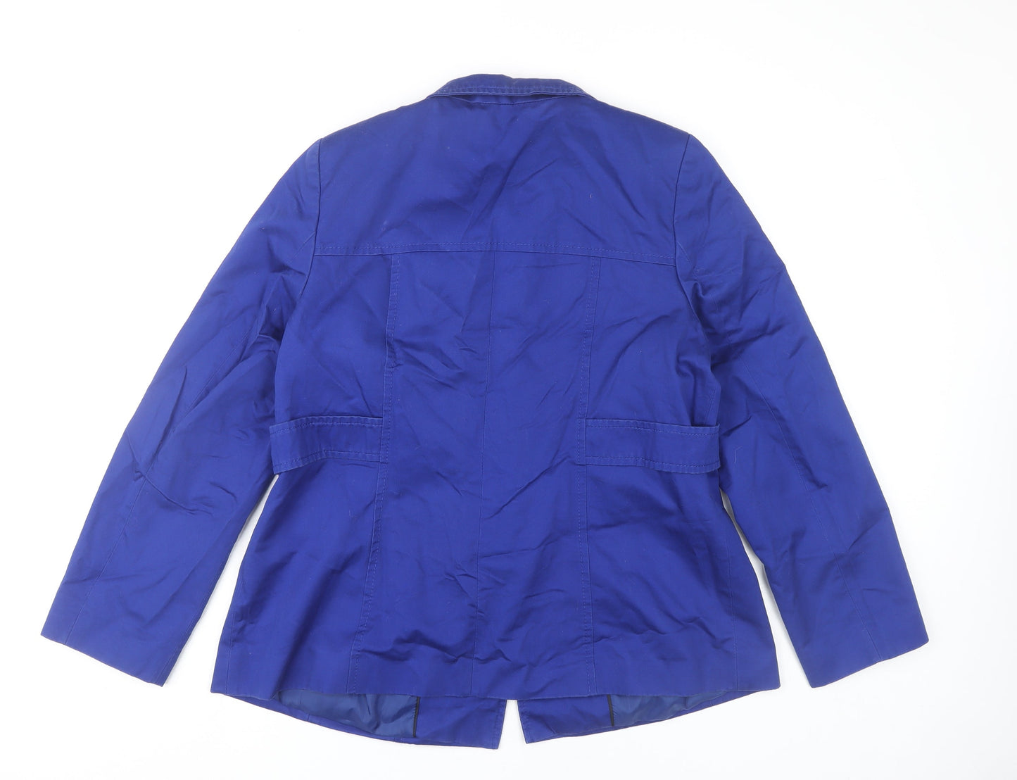 Marks and Spencer Women Blue Size 16 Cotton Collared Jacket
