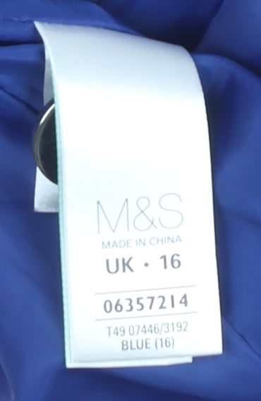 Marks and Spencer Women Blue Size 16 Cotton Collared Jacket