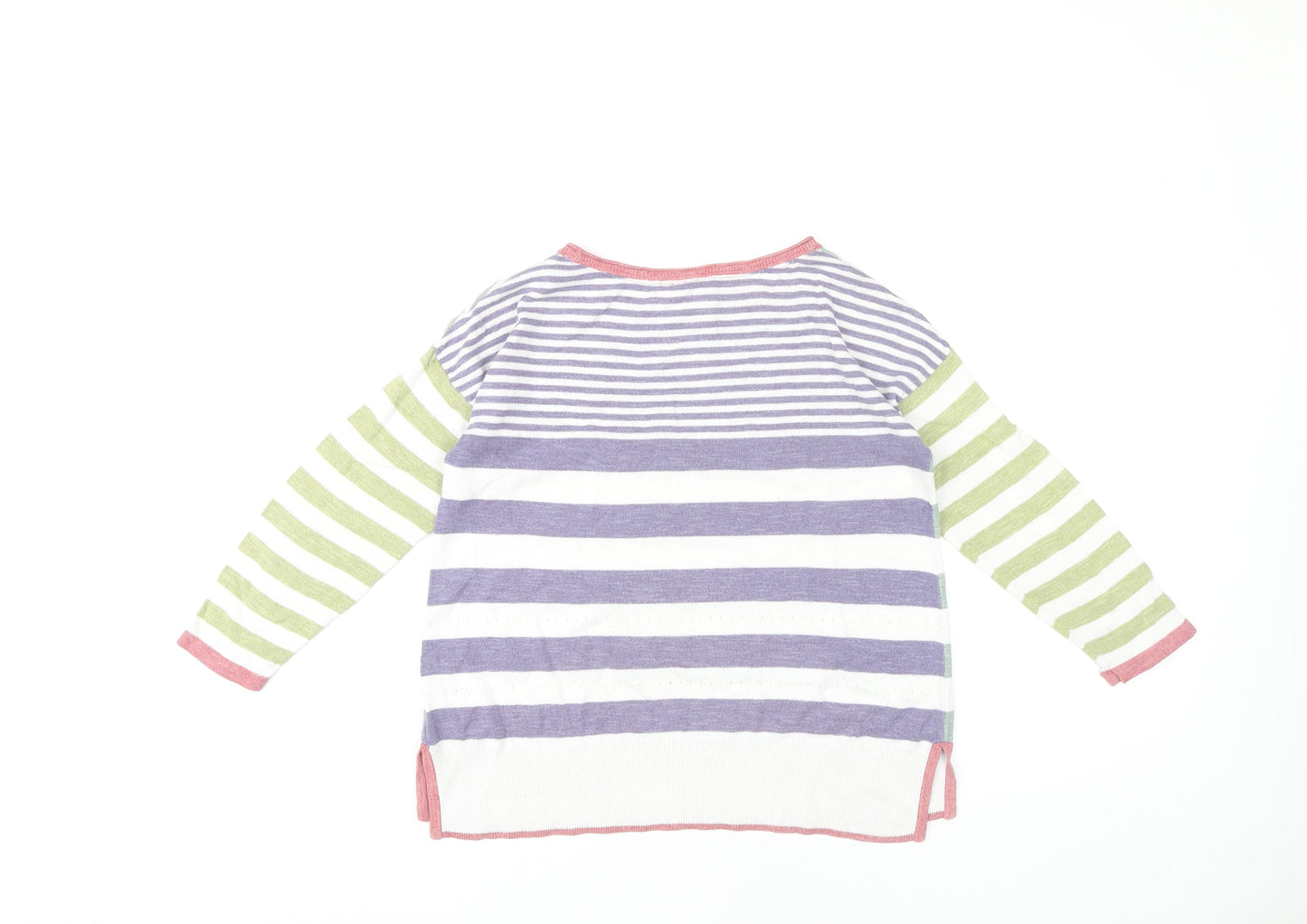 White Stuff Women's Multicoloured Striped Boat Neck Jumper Size 10