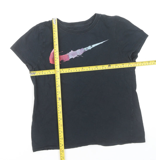 Nike Girls Black Graphic Logo T-Shirt Size 8 Years Short Sleeve Sports