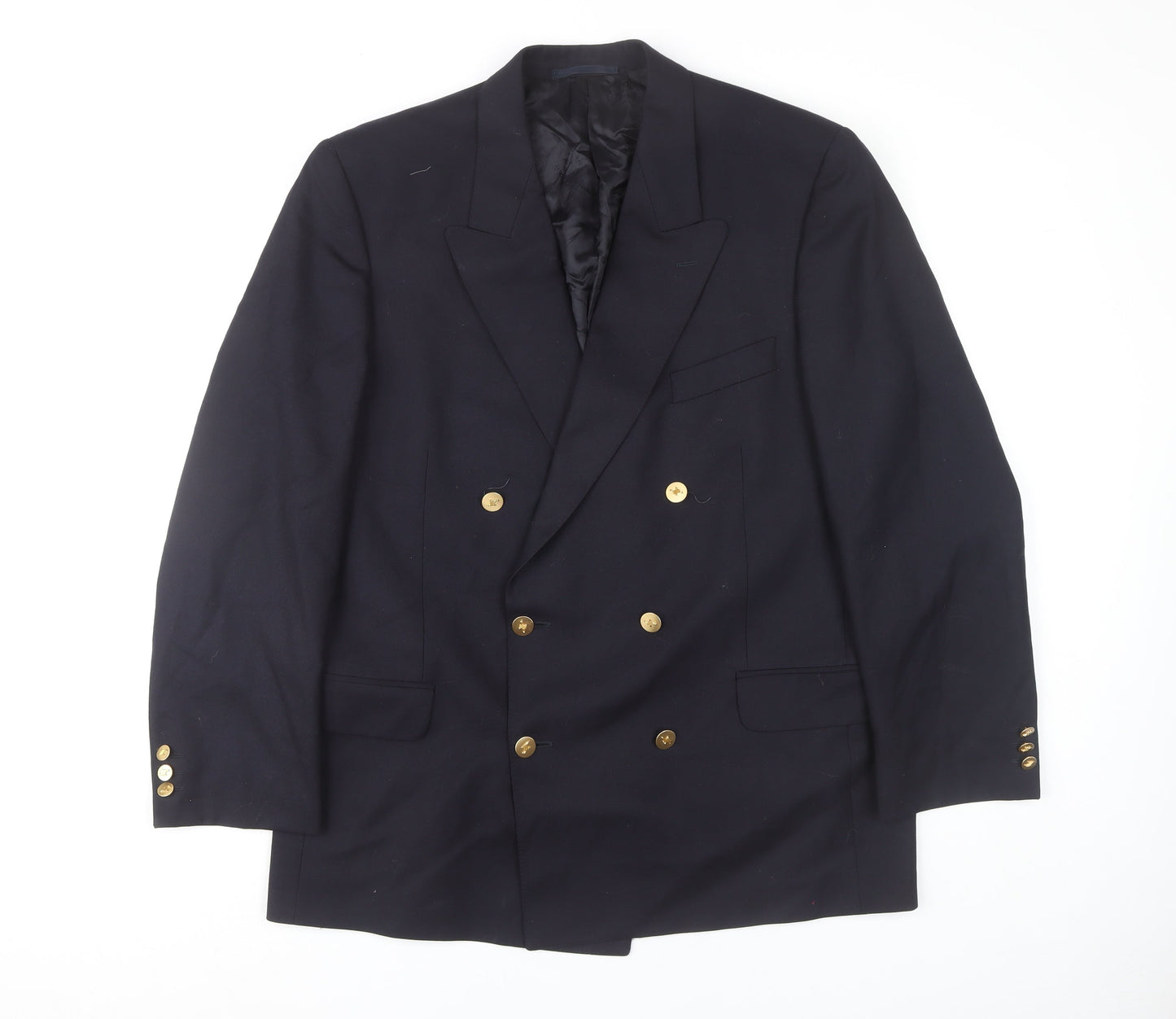 Jaeger Men's Blue Wool Double-Breasted Blazer Jacket 52R