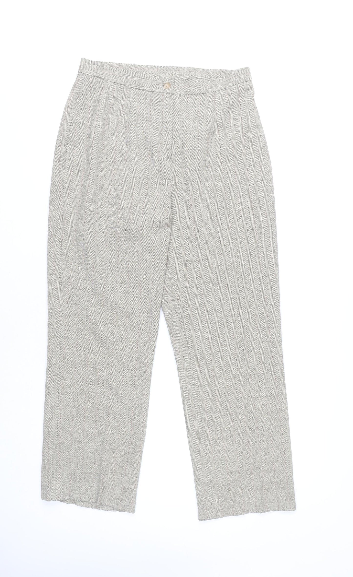 Amaranto Women’s Grey Size 12 Straight Leg Pleated Dress Trousers