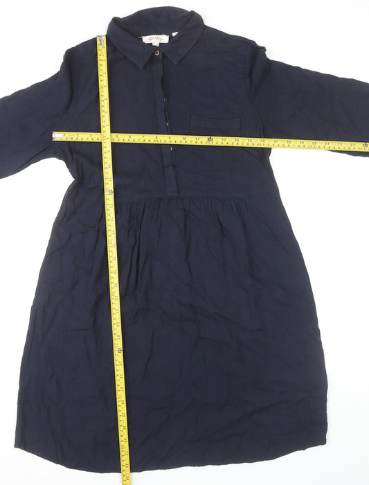 Fat Face Women’s Navy Blue Size 10 Knee Length 3/4 Sleeve Shirt Dress