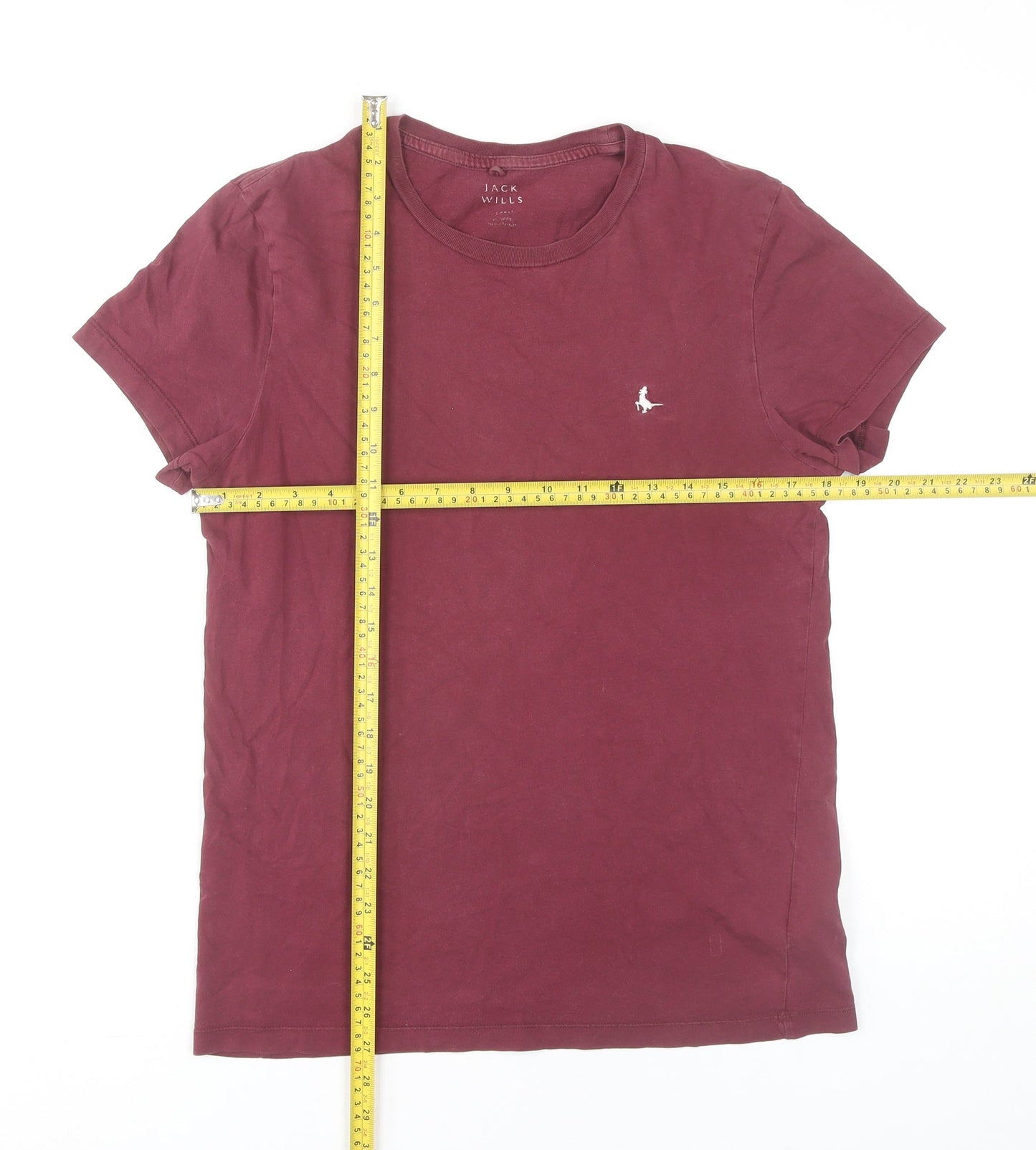 Jack Wills Men's Red Cotton Crew Neck Short Sleeve T-Shirt S