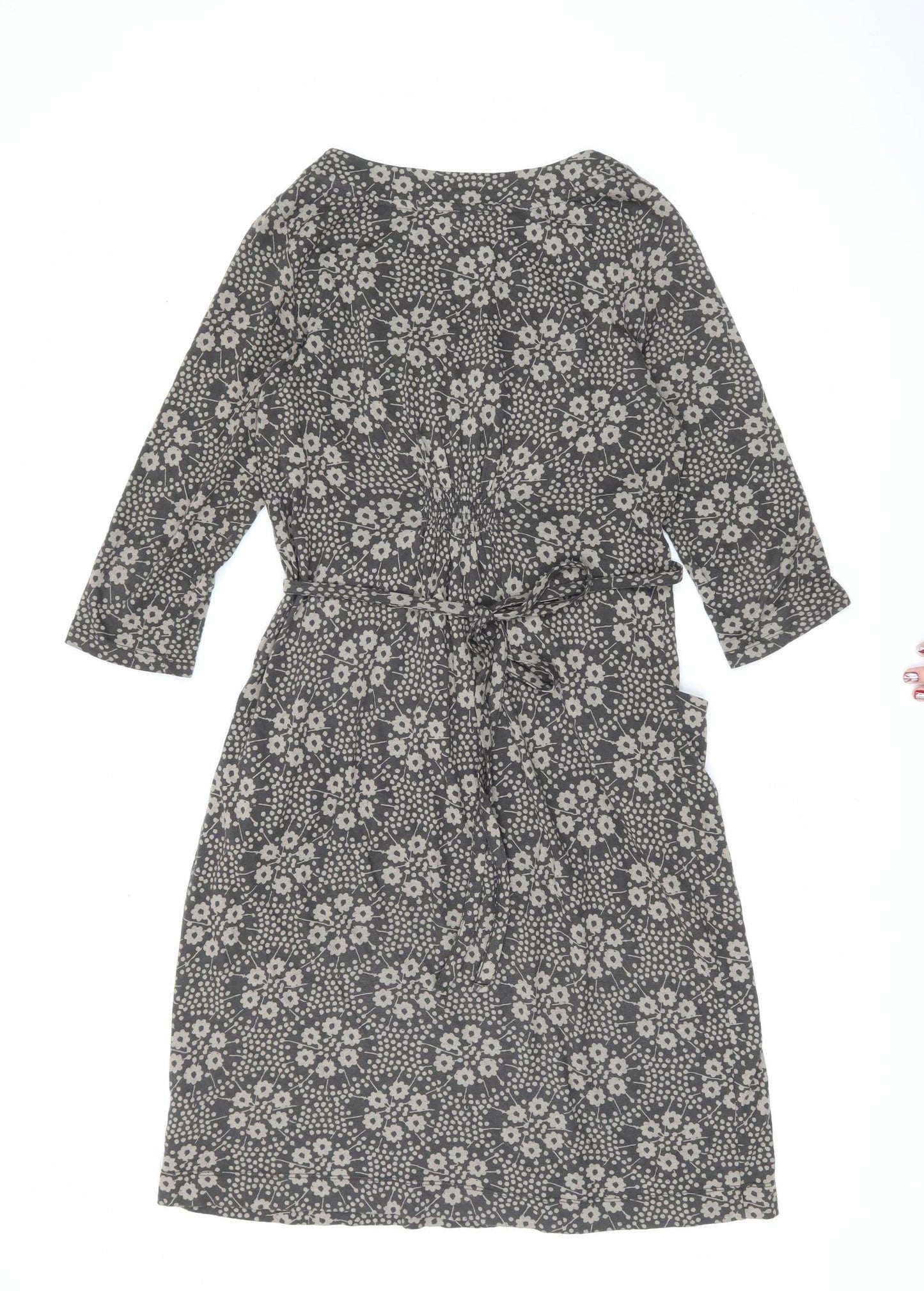 White Stuff Women’s Grey Floral A-Line Knee Length Dress Size 12