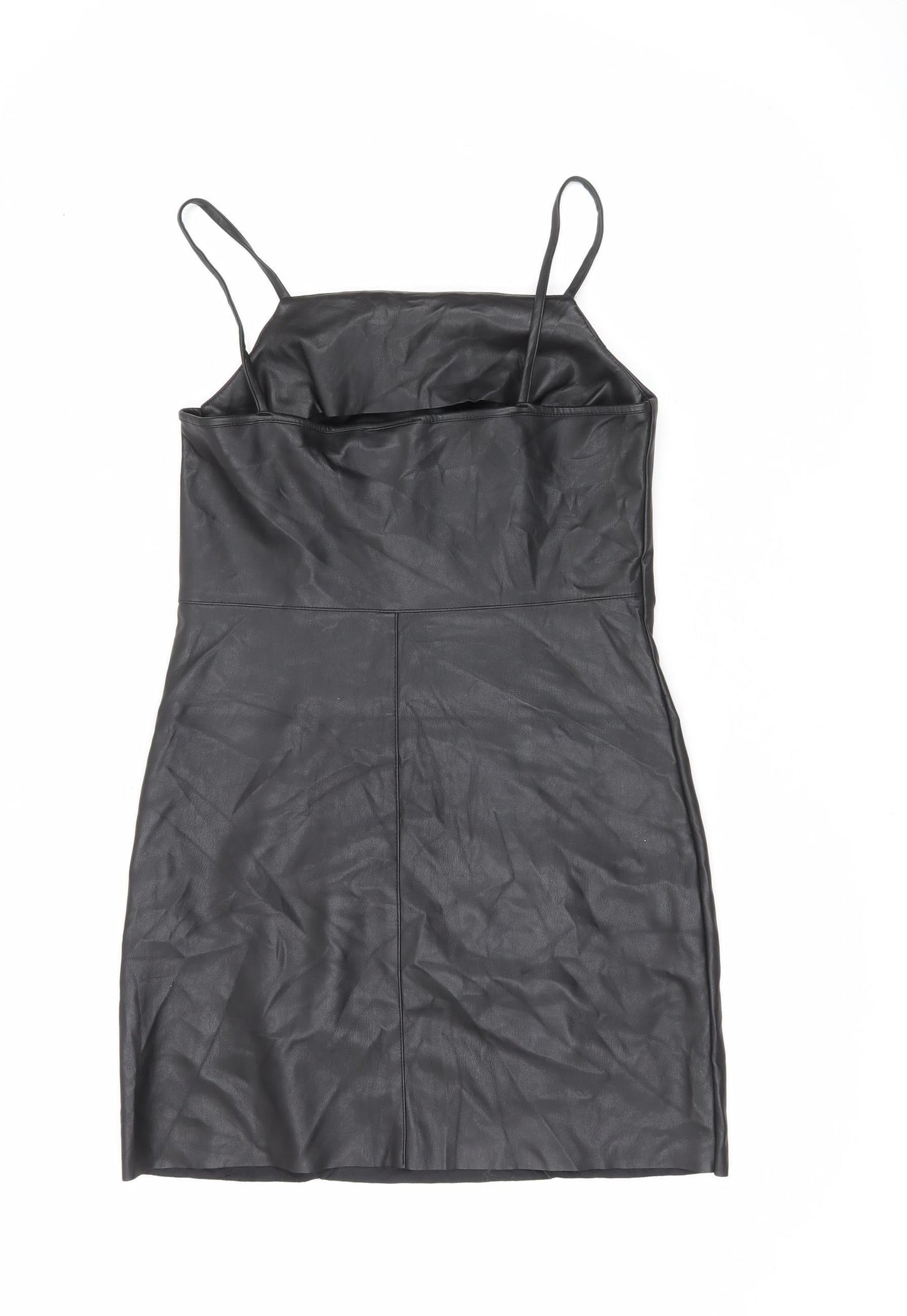 Topshop Women’s Black Faux Leather Slip Dress UK 8 Partywear