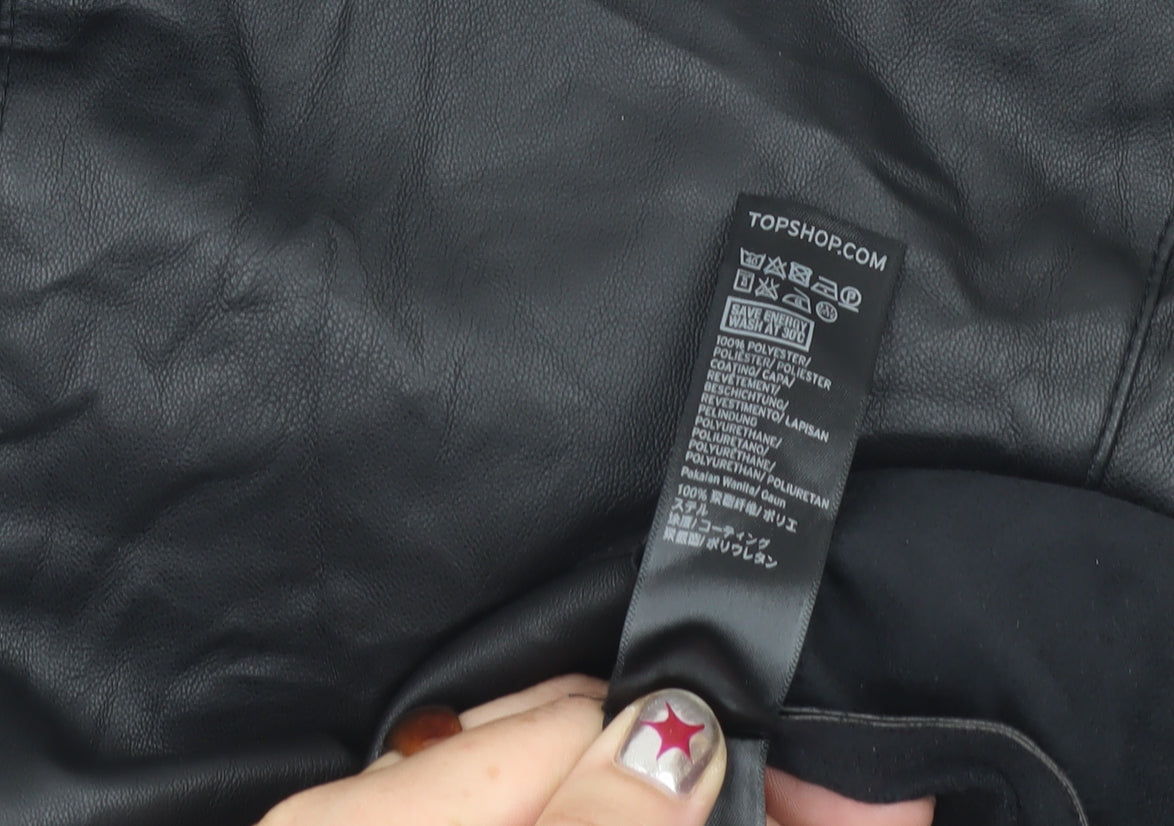 Topshop Women’s Black Faux Leather Slip Dress UK 8 Partywear