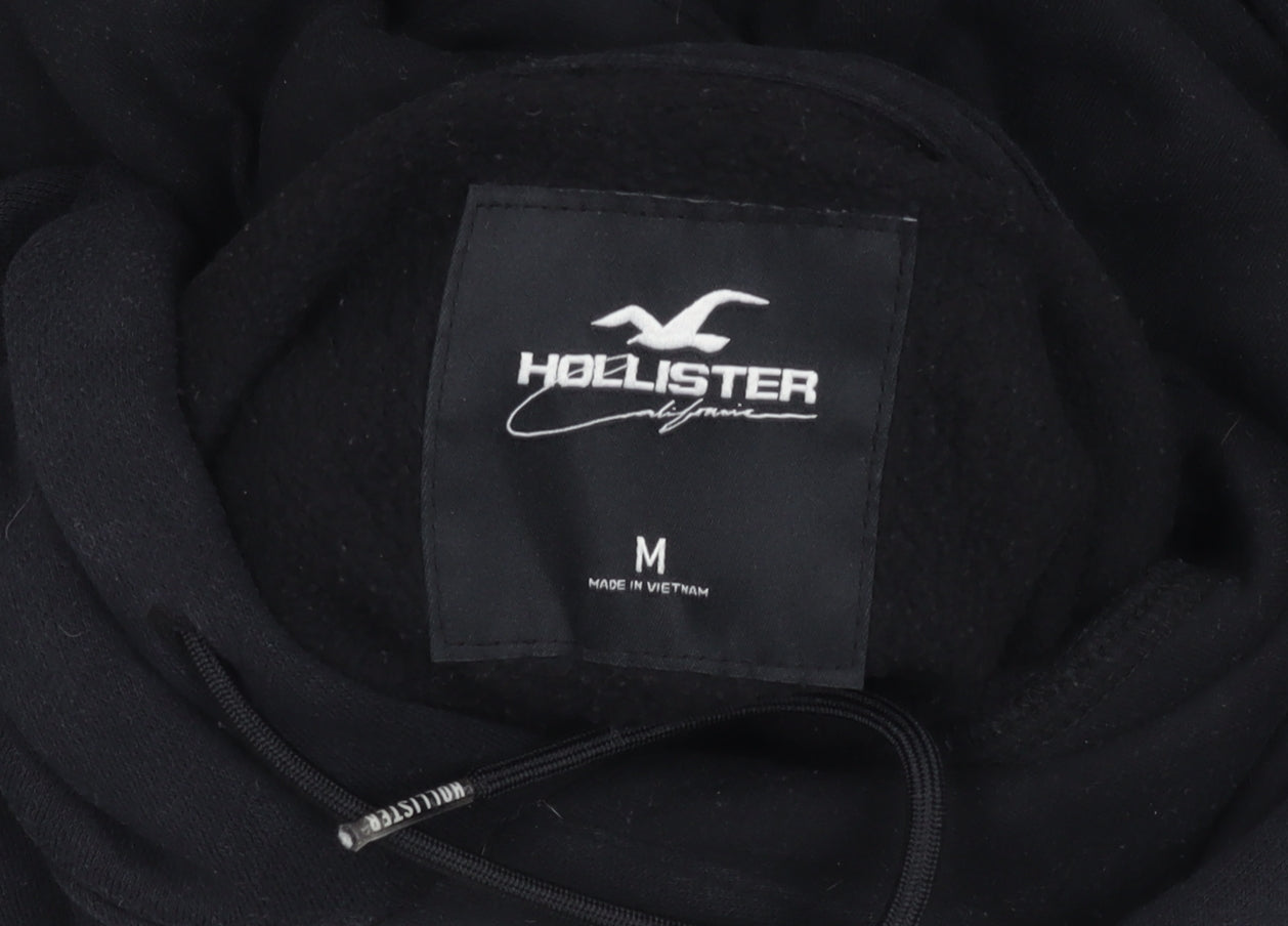 Hollister Men's Black Graphic Pullover Hoodie M Regular Fit Fleece