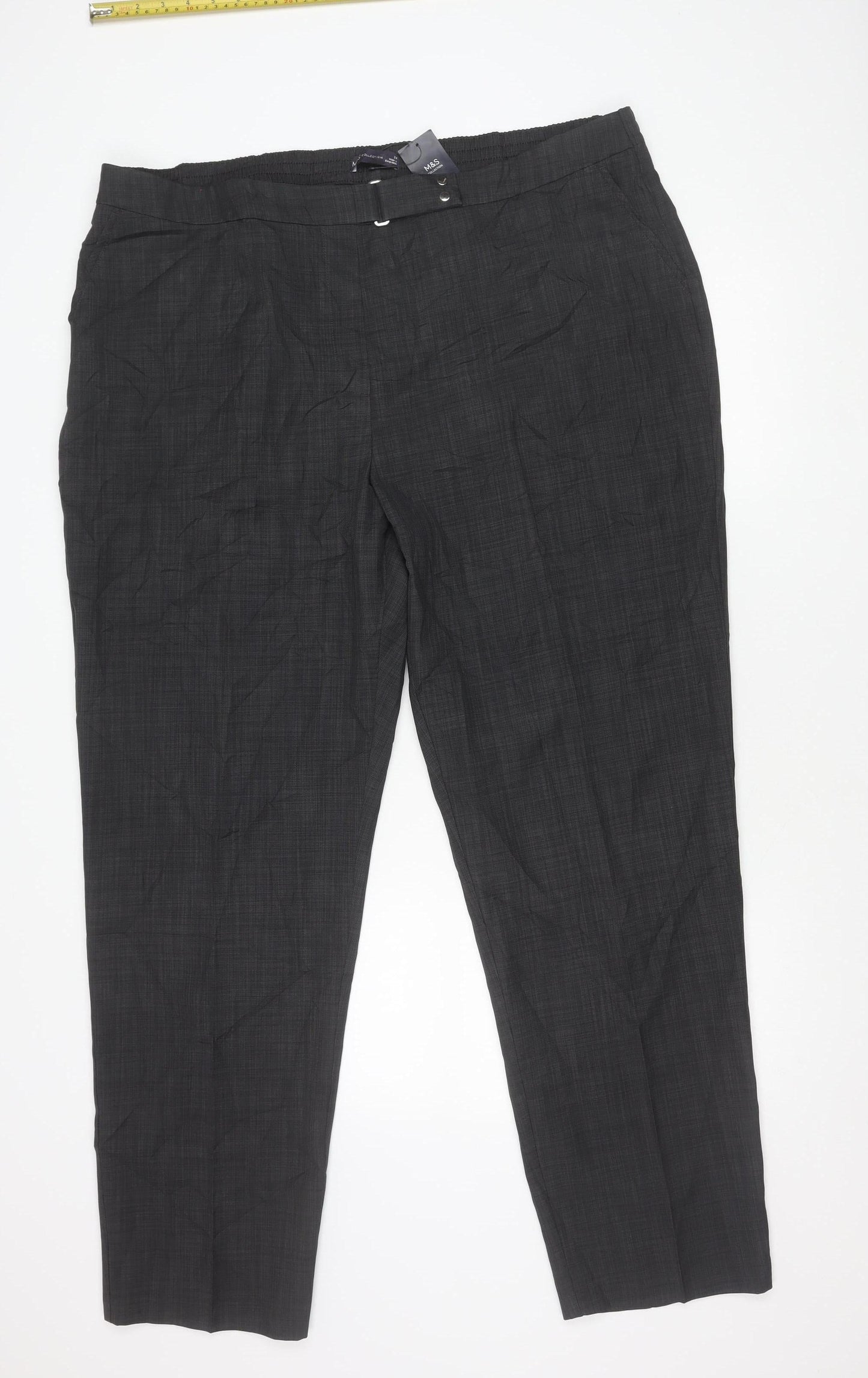 Marks and Spencer Men's Grey Check 24in Waist Straight Trousers