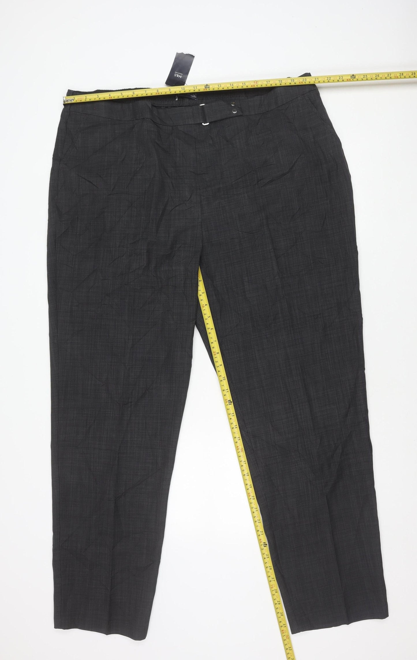 Marks and Spencer Men's Grey Check 24in Waist Straight Trousers