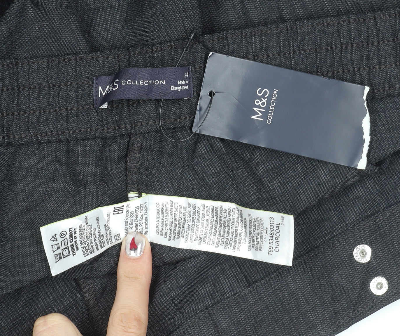 Marks and Spencer Men's Grey Check 24in Waist Straight Trousers