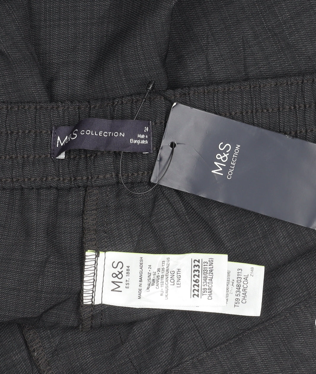 Marks and Spencer Men's Grey Check 24in Waist Straight Trousers