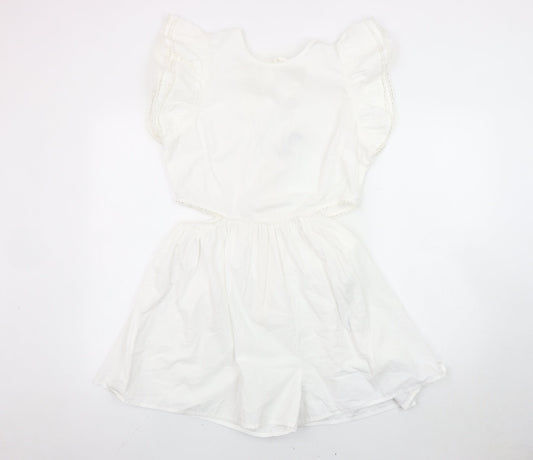 ASOS DESIGN Women’s White Flutter Sleeve Lace Playsuit UK 12 Summer