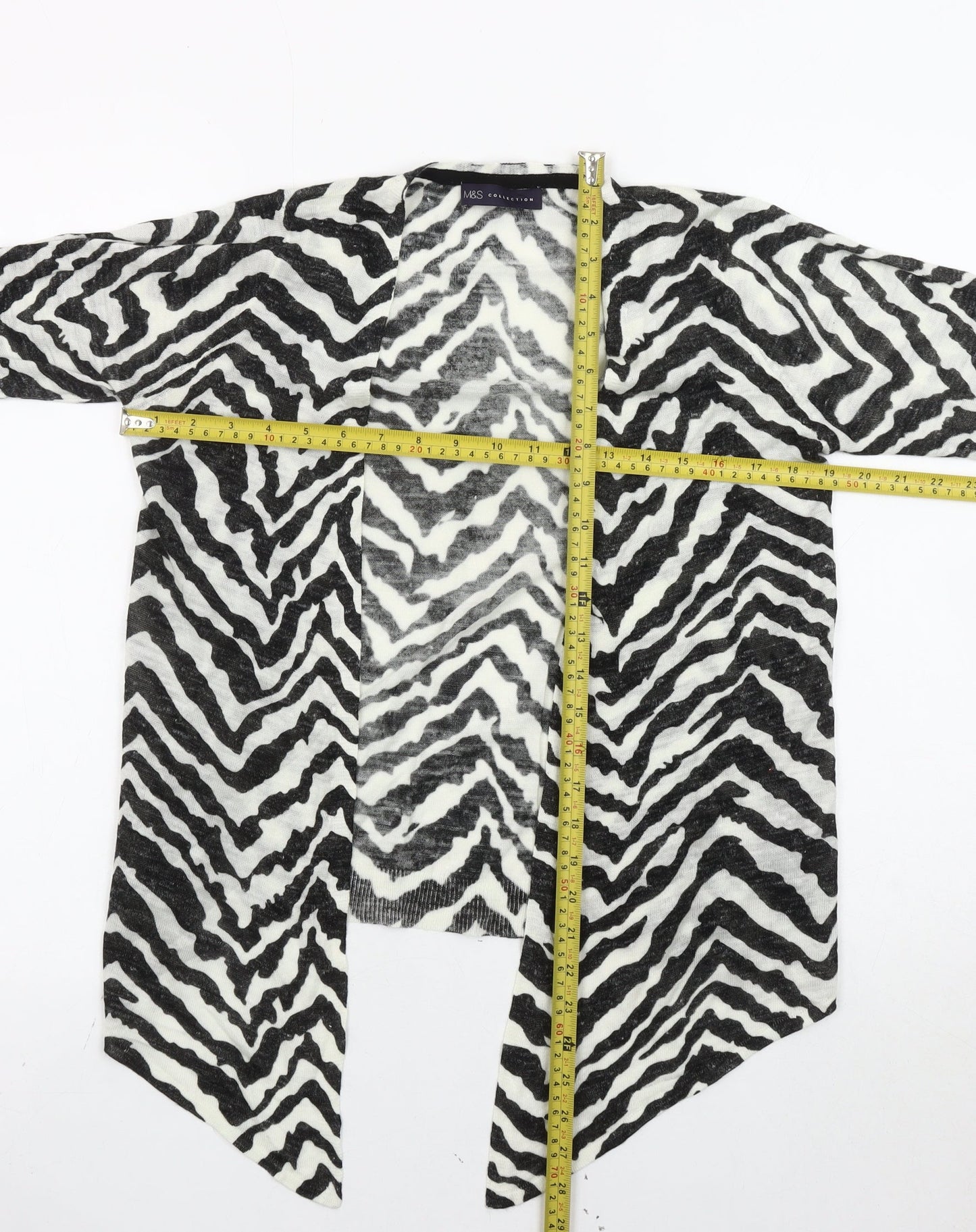 Marks and Spencer Women's Multicoloured Size 8 Zebra Open Front Cardigan