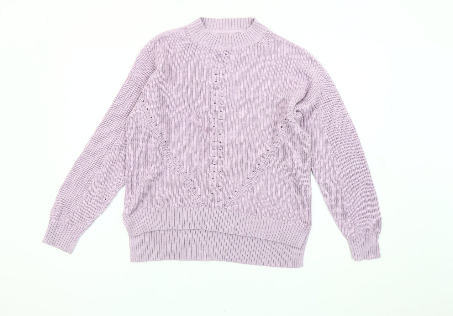 Fat Face Womens Purple Cotton Crew Neck Jumper Size 10 Regular Fit