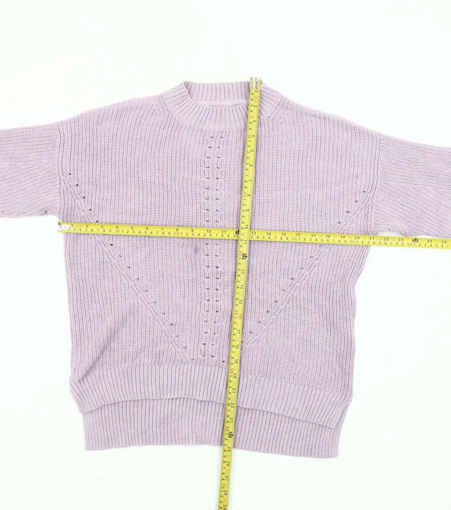 Fat Face Womens Purple Cotton Crew Neck Jumper Size 10 Regular Fit