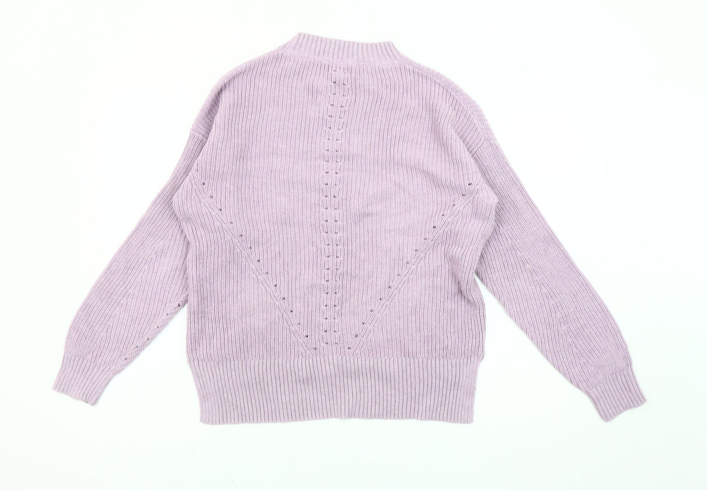 Fat Face Womens Purple Cotton Crew Neck Jumper Size 10 Regular Fit