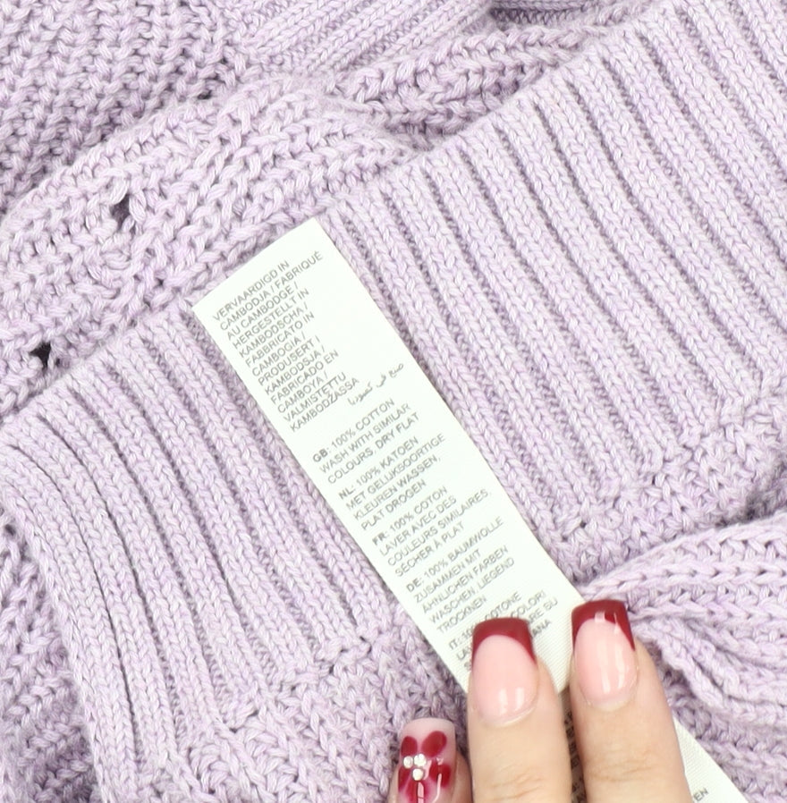 Fat Face Womens Purple Cotton Crew Neck Jumper Size 10 Regular Fit