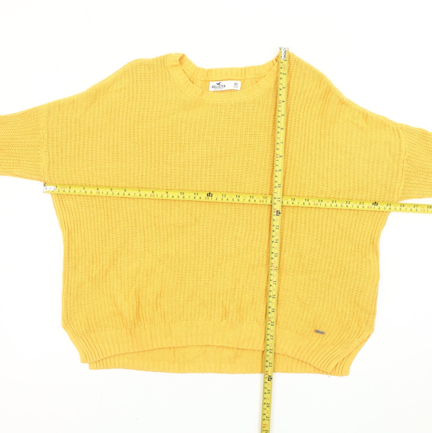 Hollister Women’s Yellow XS Crew Neck Long Sleeve Pullover Jumper
