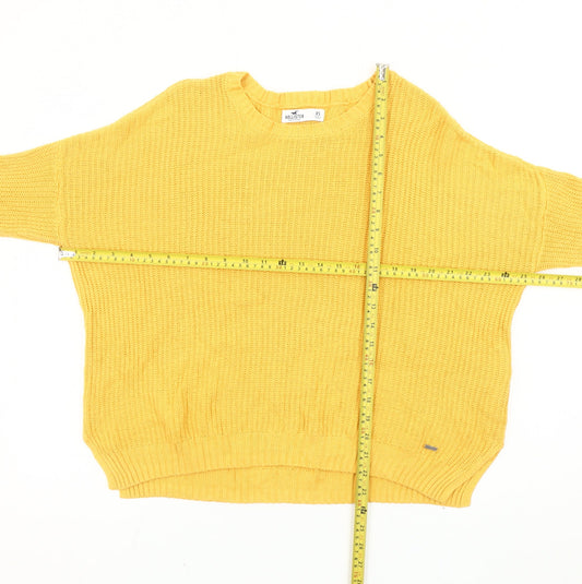 Hollister Women’s Yellow XS Crew Neck Long Sleeve Pullover Jumper