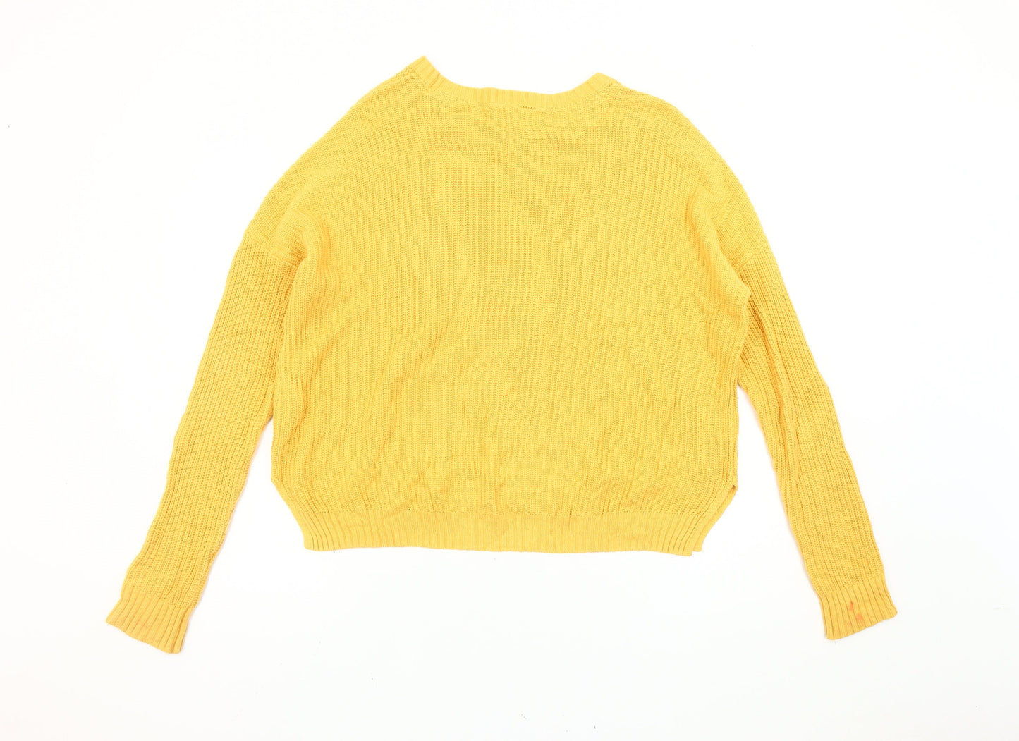 Hollister Women’s Yellow XS Crew Neck Long Sleeve Pullover Jumper