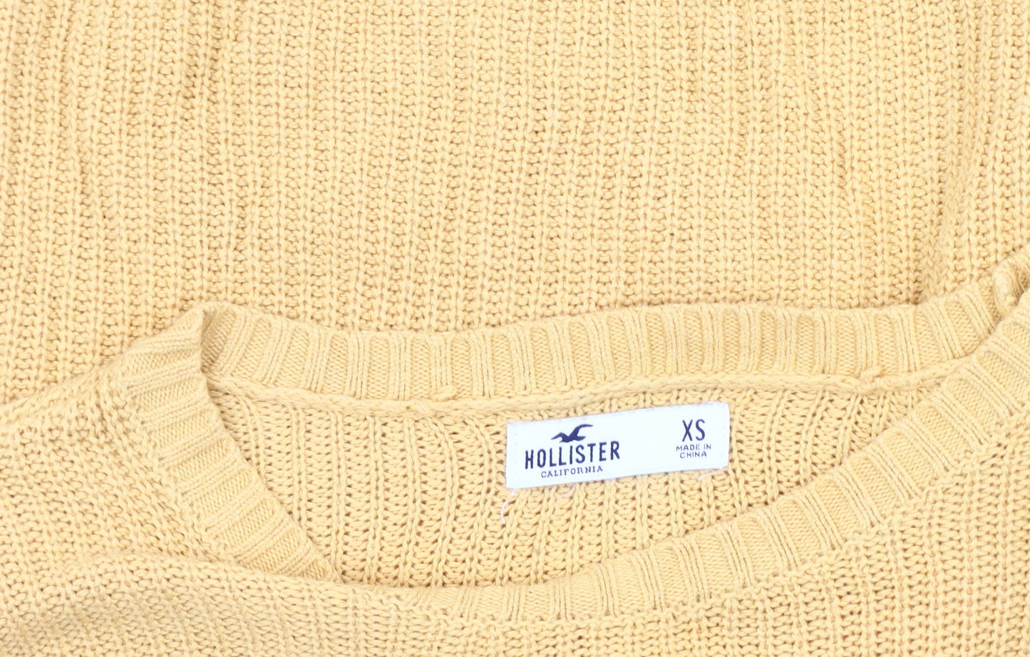 Hollister Women’s Yellow XS Crew Neck Long Sleeve Pullover Jumper